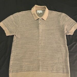 Men's Hickey Freeman Beige Knit Polo Shirt